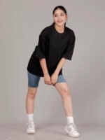 over sized solid Black T-shirt for girl - Image 4